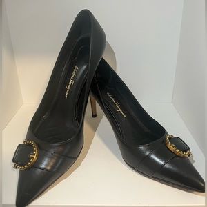 6 1/2 C Black Salvatore Ferragamo Pointed High Heels